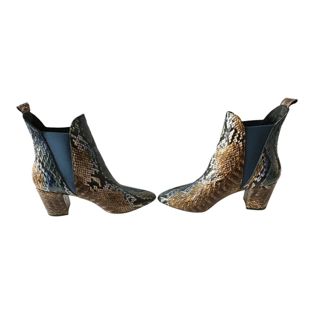 Girotti booties Women Size 39 Italian Leather Snake Print Brown And Blue Luxury - Picture 6 of 8